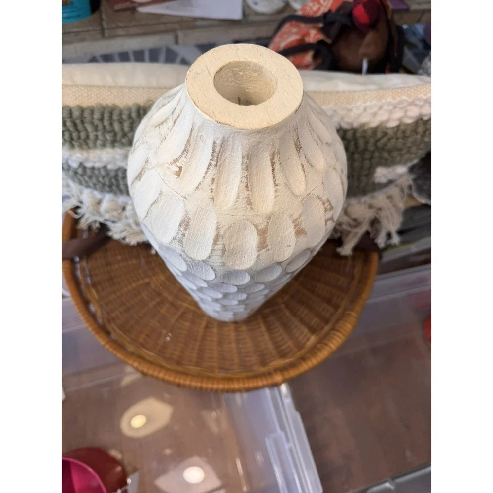 Threshold Wooden Distressed Flower Vase Hold Dry Flowers, Farmhouse Decor 15